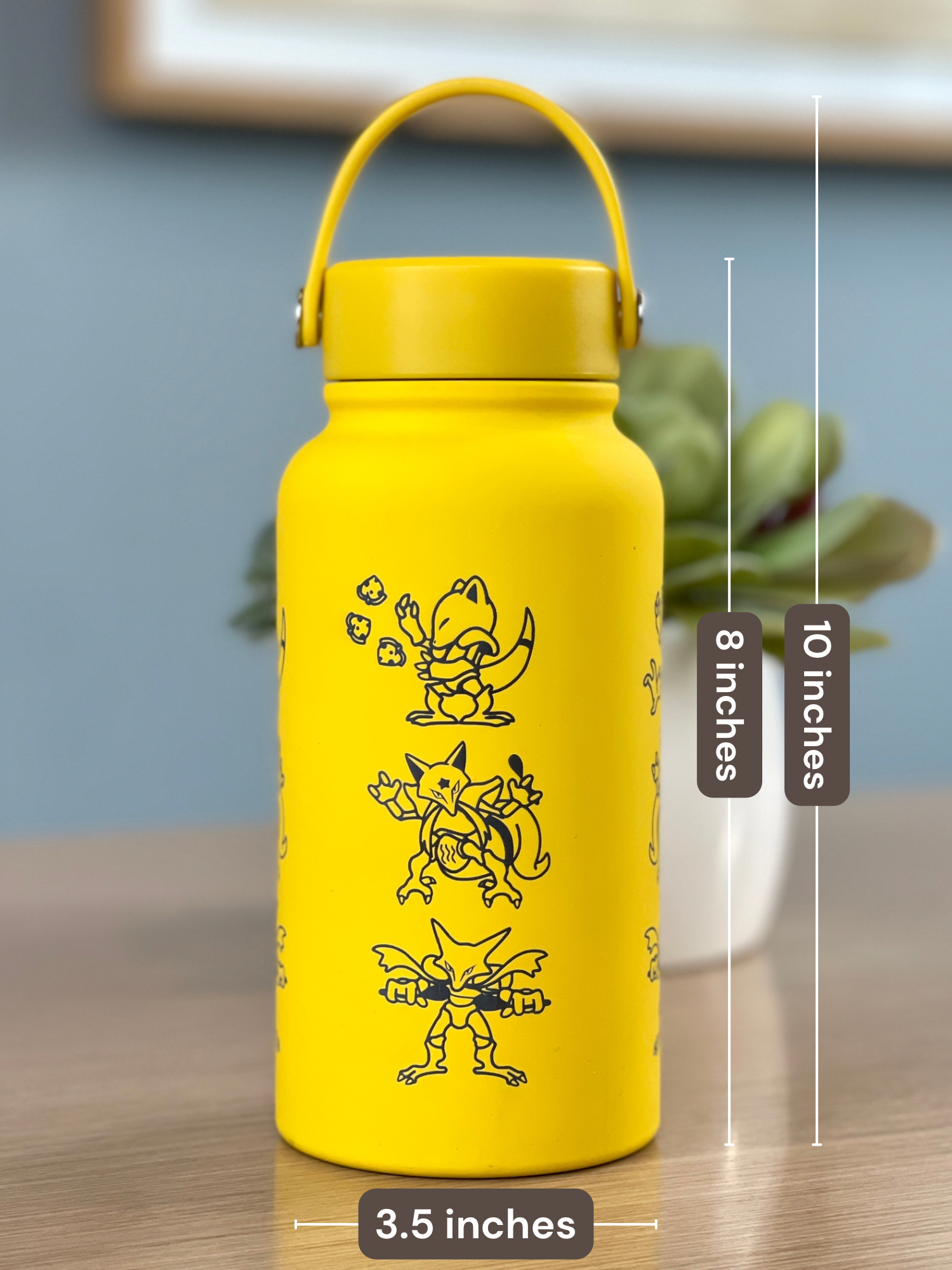 Abra Kadabra Alakazam Water Bottle Engraved Waterbottle with Mega Alakazam, Abra Evolution Trio Coffee Tumbler Travel Mug, Gamer Anniversary Gift