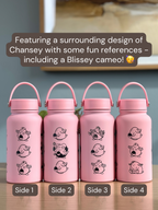 Chansey Blissey Water Bottle Engraved Waterbottle with Nurse & Sad Chansey, Cute Tumbler Thermos Flask, Gamer Anniversary Gift