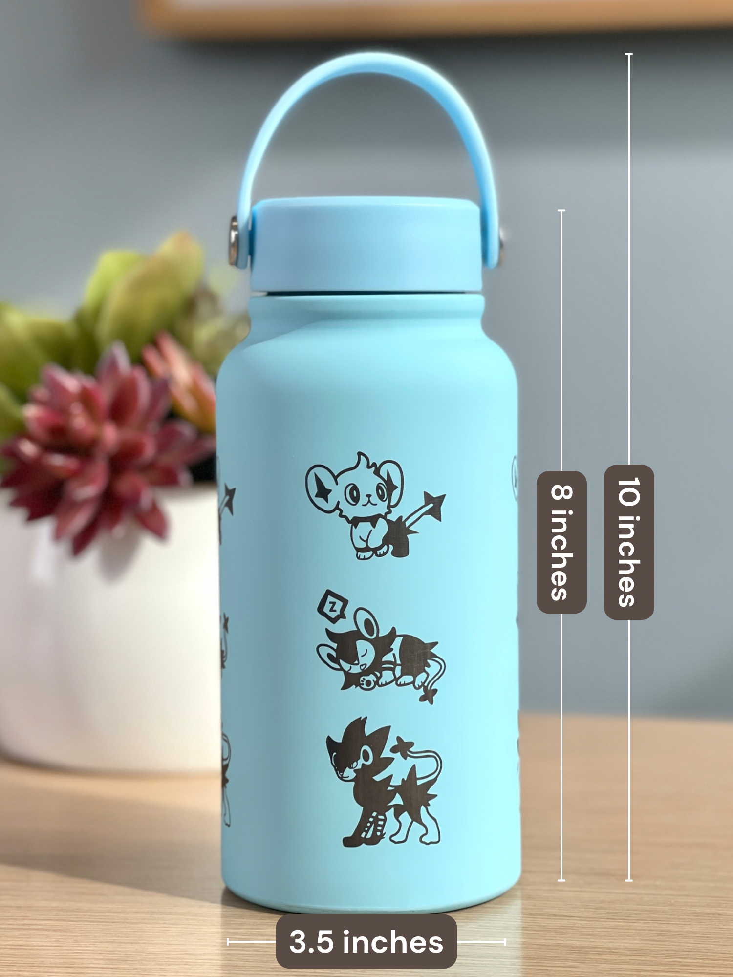 Shinx Luxio Luxray Water Bottle Engraved Waterbottle, Shinx Evolution Line Coffee Tumbler Thermos Flask, Gamer Anniversary Gift