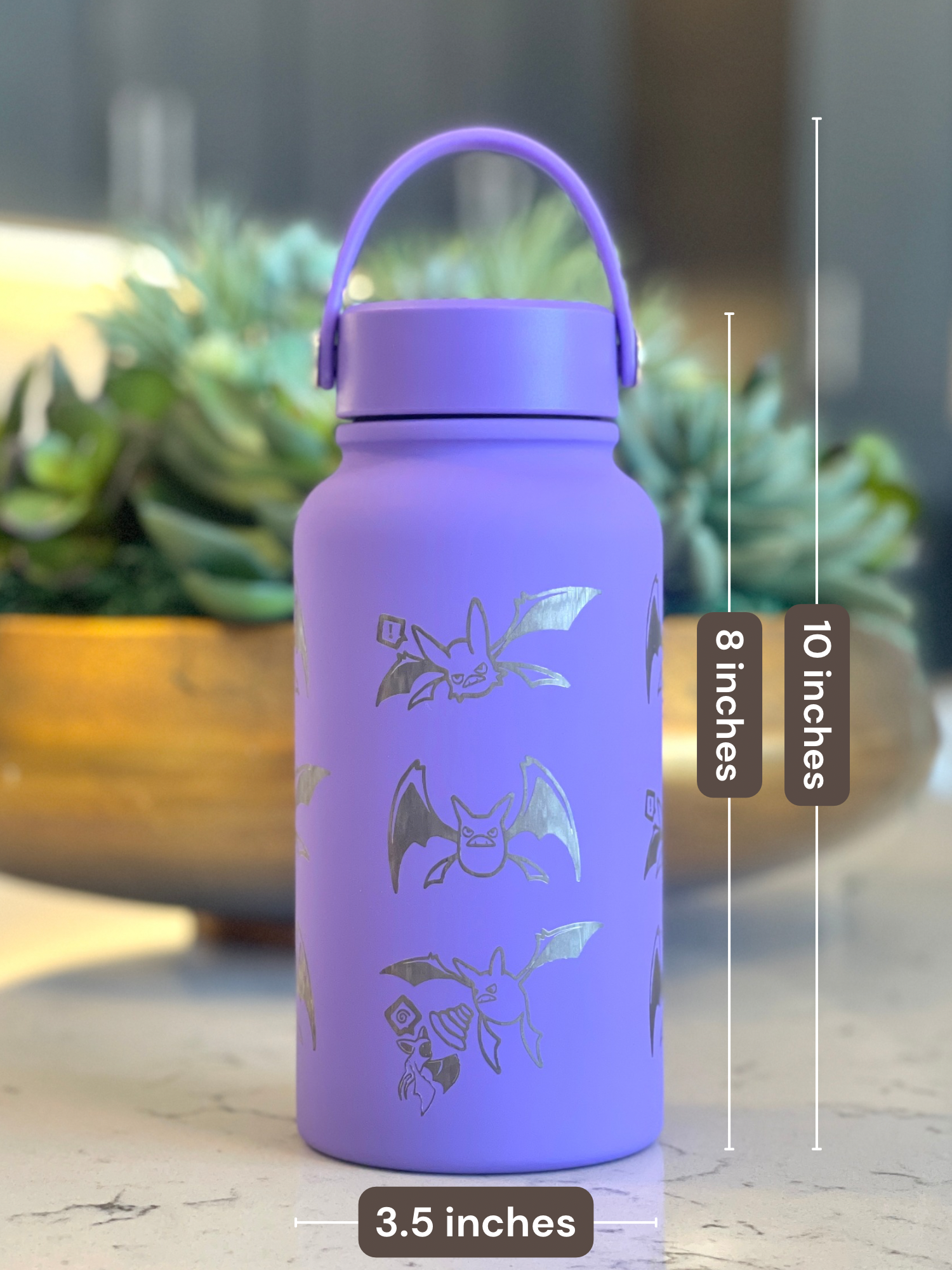 Crobat Water Bottle Engraved Waterbottle, Bat Crobat with Beanie Coffee Tumbler Thermos Travel Mug, Gamer Anniversary Gift