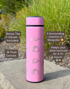 Slowpoke Coffee Tumbler Tea Infuser with Galarian Slowpoke and Detective Hat Water Bottle Travel Mug, Anime Fan Gift