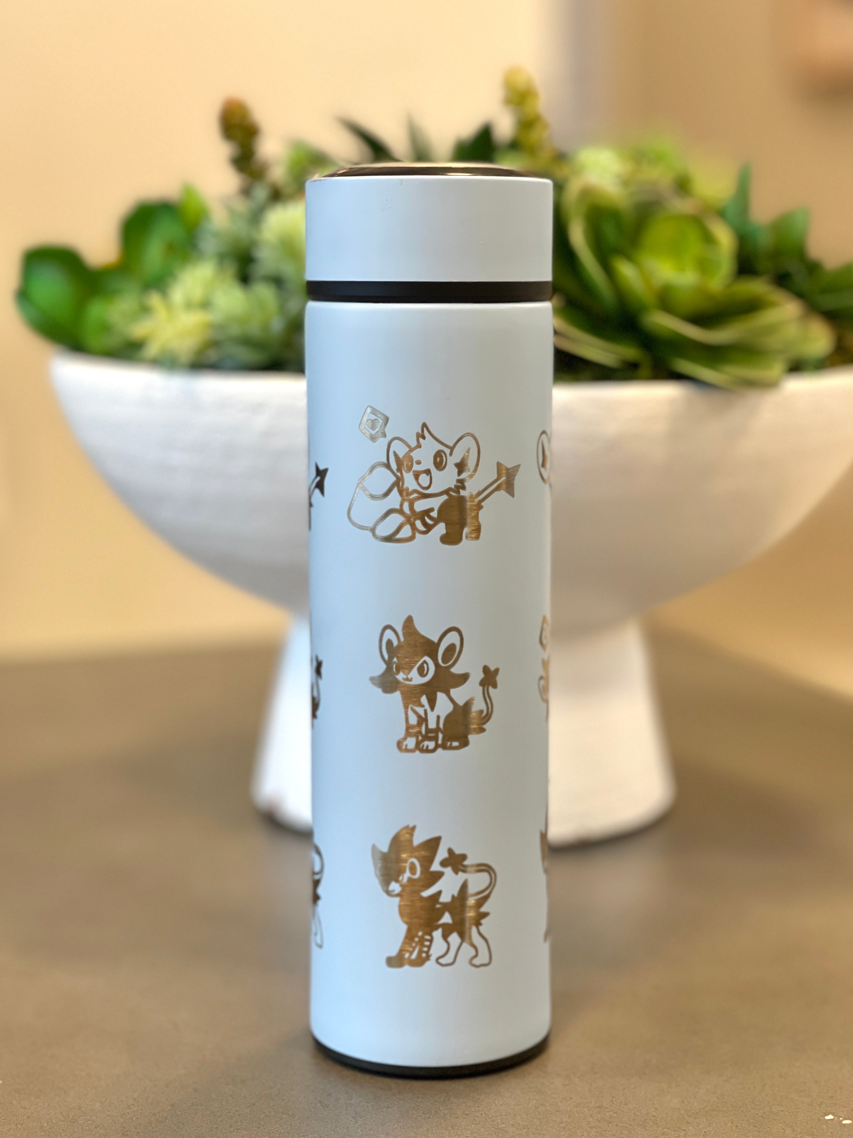 Shinx Luxio Luxray Coffee Tumbler Tea Infuser Shinx Evolution Trio, Engraved Water Bottle Travel Mug Thermos, Anime Fan Gift