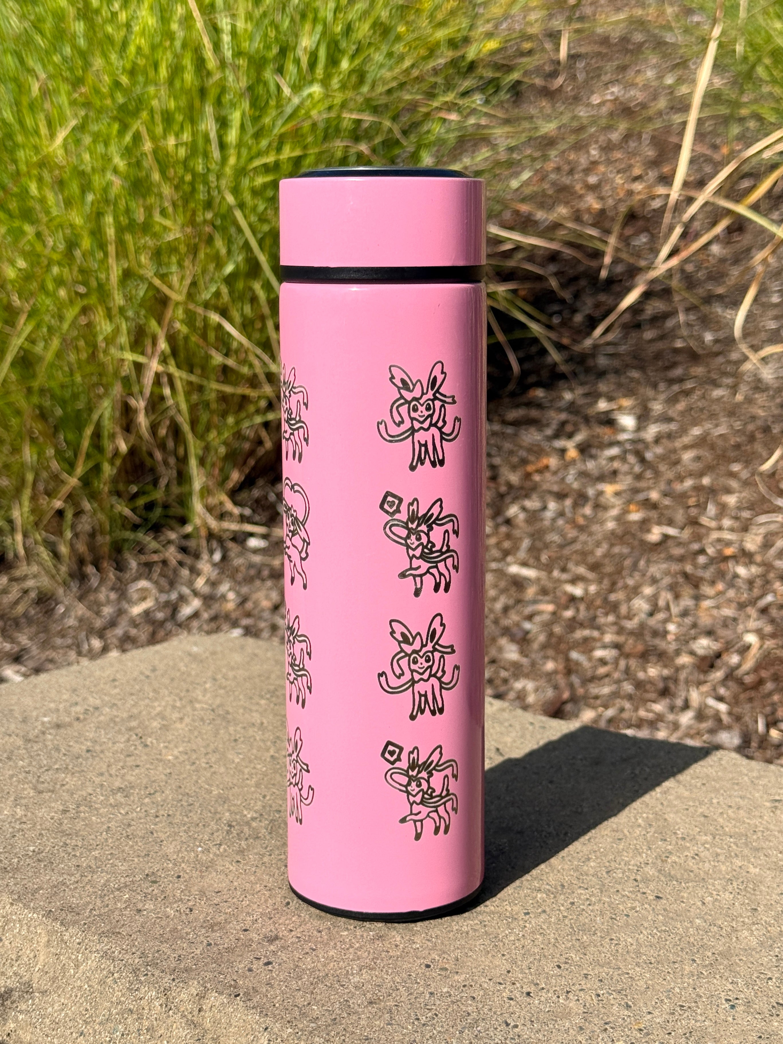 Sylveon Coffee Tumbler Tea Infuser, Fairy Eeveelution Water Bottle Travel Mug, Anime Fan Gift