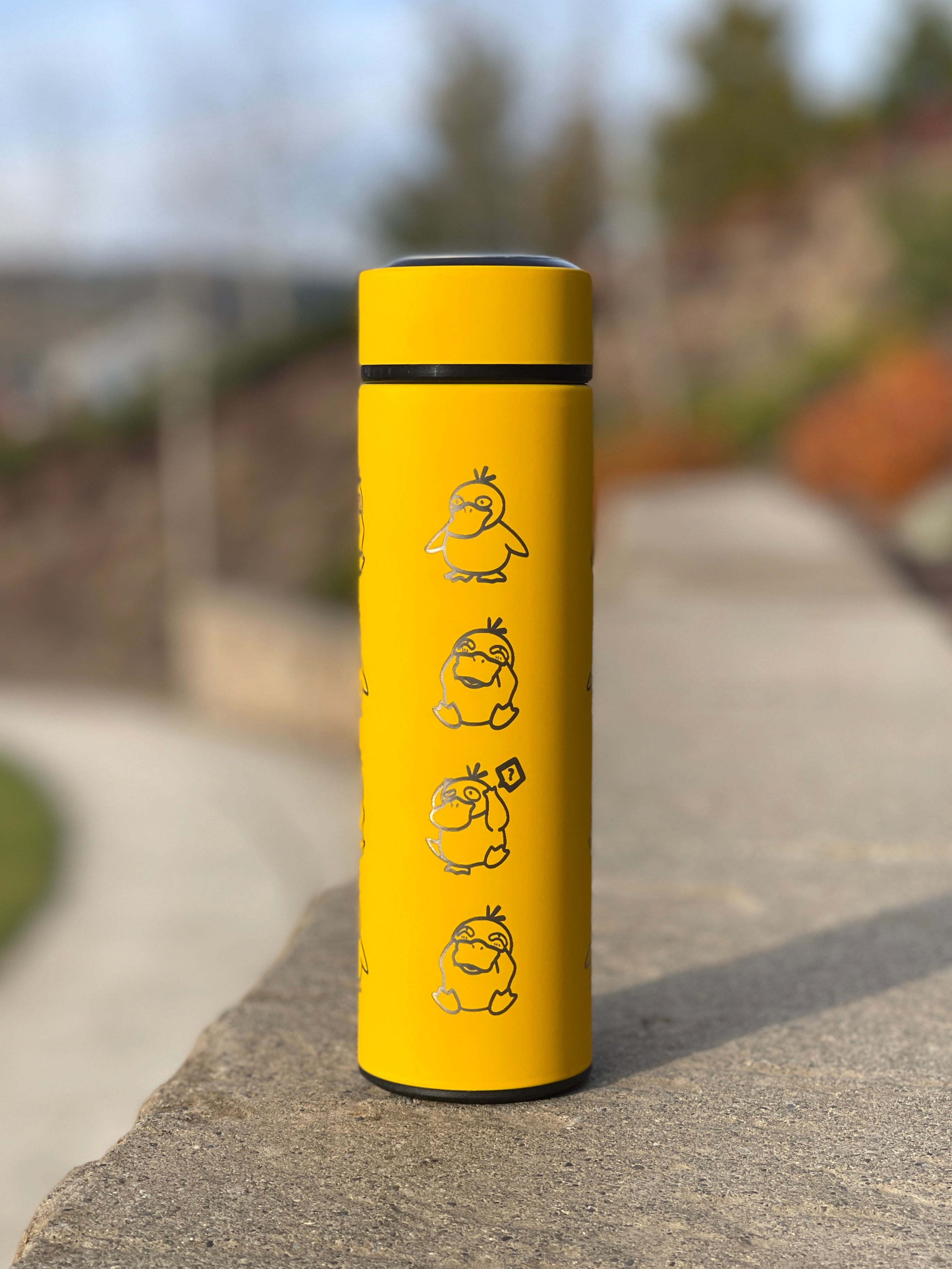 Psyduck Coffee Tumbler Tea Infuser Engraved Waterbottle Travel Mug