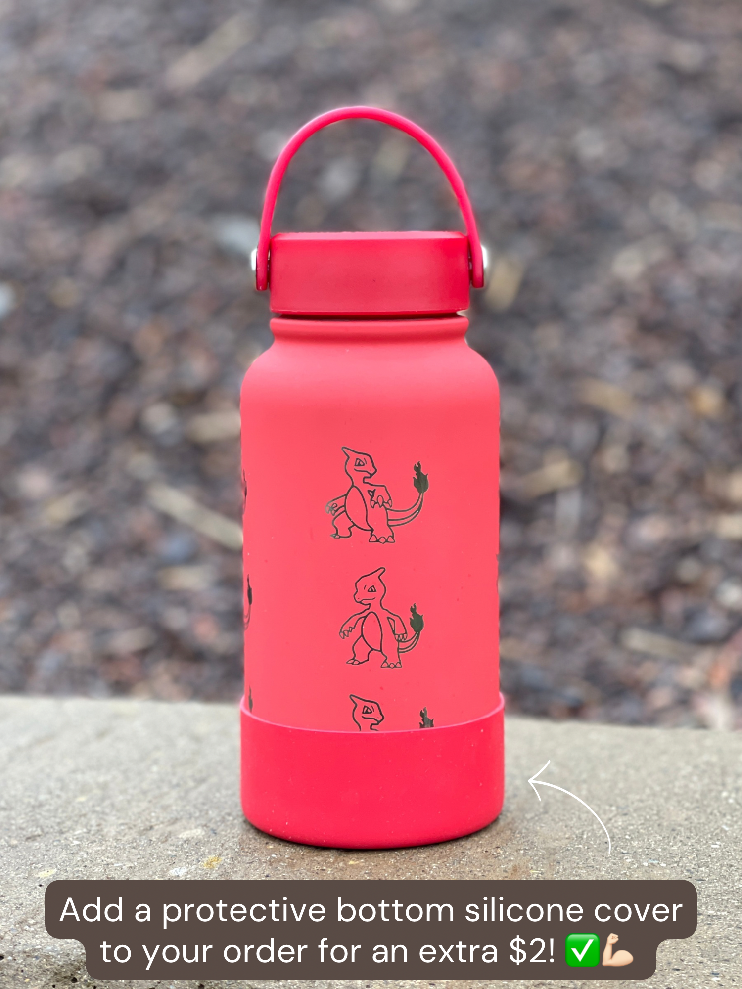 Charmeleon Water Bottle Engraved Waterbottle with Sleeping Charmeleon Coffee Tumbler Thermos Flask, Gamer Anniversary Gift