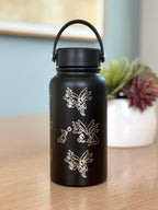 Hydreigon Water Bottle Engraved Waterbottle with Iron Jugulis & Deino Coffee Tumbler Thermos Flask, Dragon Gamer Anniversary Gift