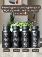 Hydreigon Water Bottle Engraved Waterbottle with Iron Jugulis & Deino Coffee Tumbler Thermos Flask, Dragon Gamer Anniversary Gift