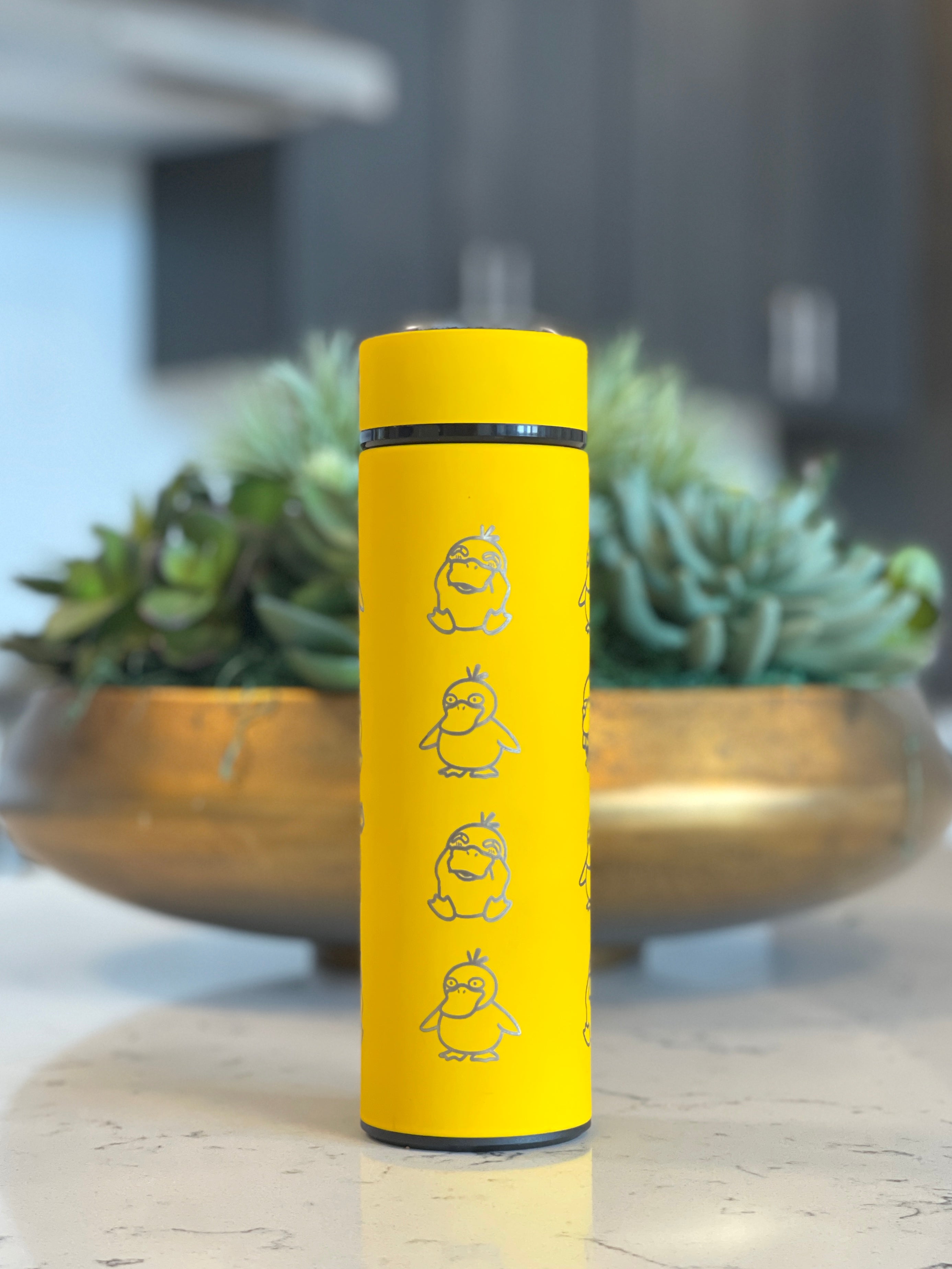 Psyduck Coffee Tumbler Tea Infuser Engraved Waterbottle Travel Mug