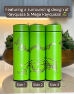 Rayquaza & Mega Rayquaza Coffee Tumbler Tea Infuser, Black Shiny Rayquaza Water Bottle, Legendary Dragon Travel Mug, Anime Fan Gift
