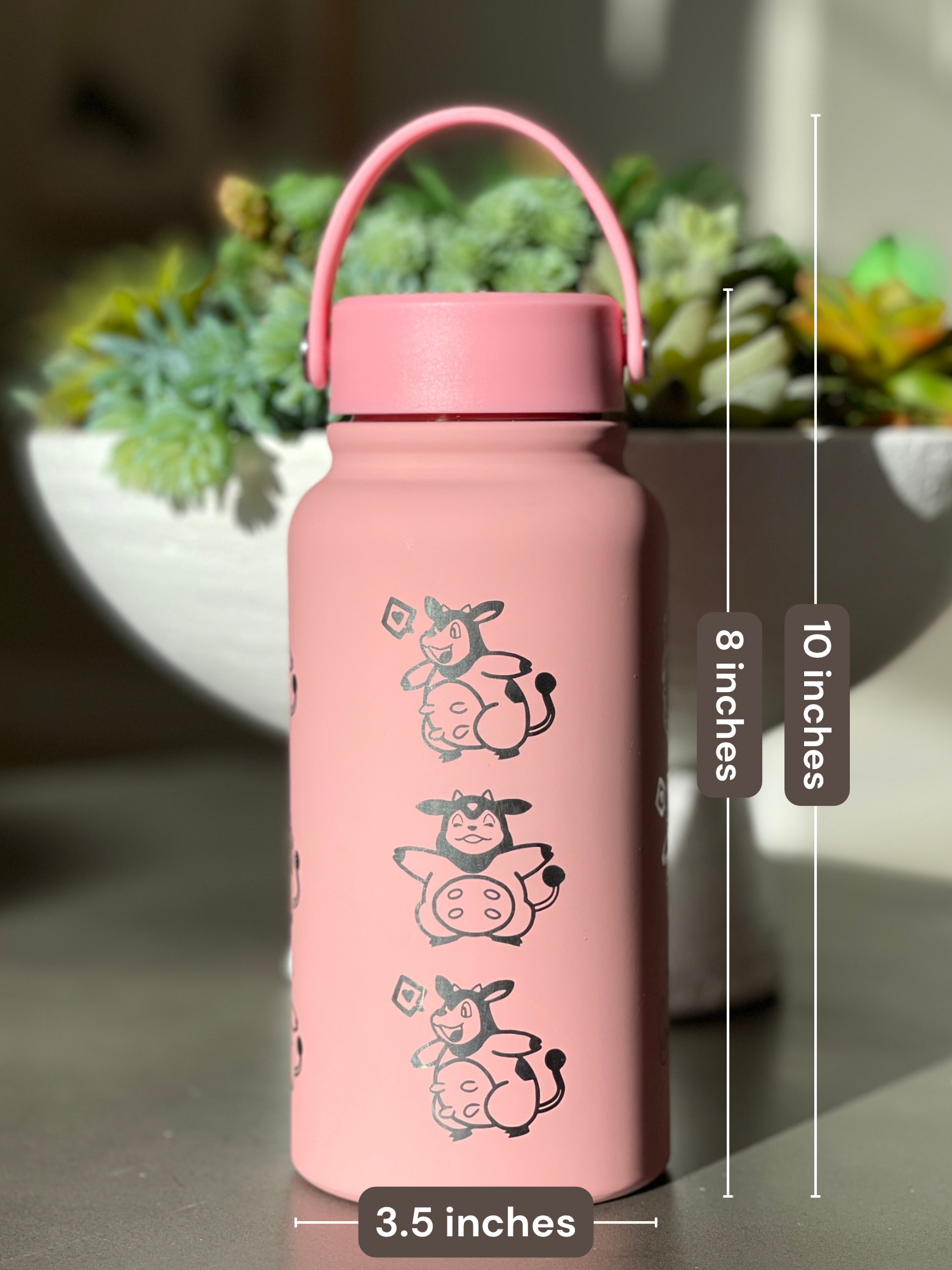 Miltank Water Bottle Engraved Waterbottle Moo Moo Milk & Angry Miltank, Cute Cow Coffee Tumbler Thermos Flask, Gamer Anniversary Gift