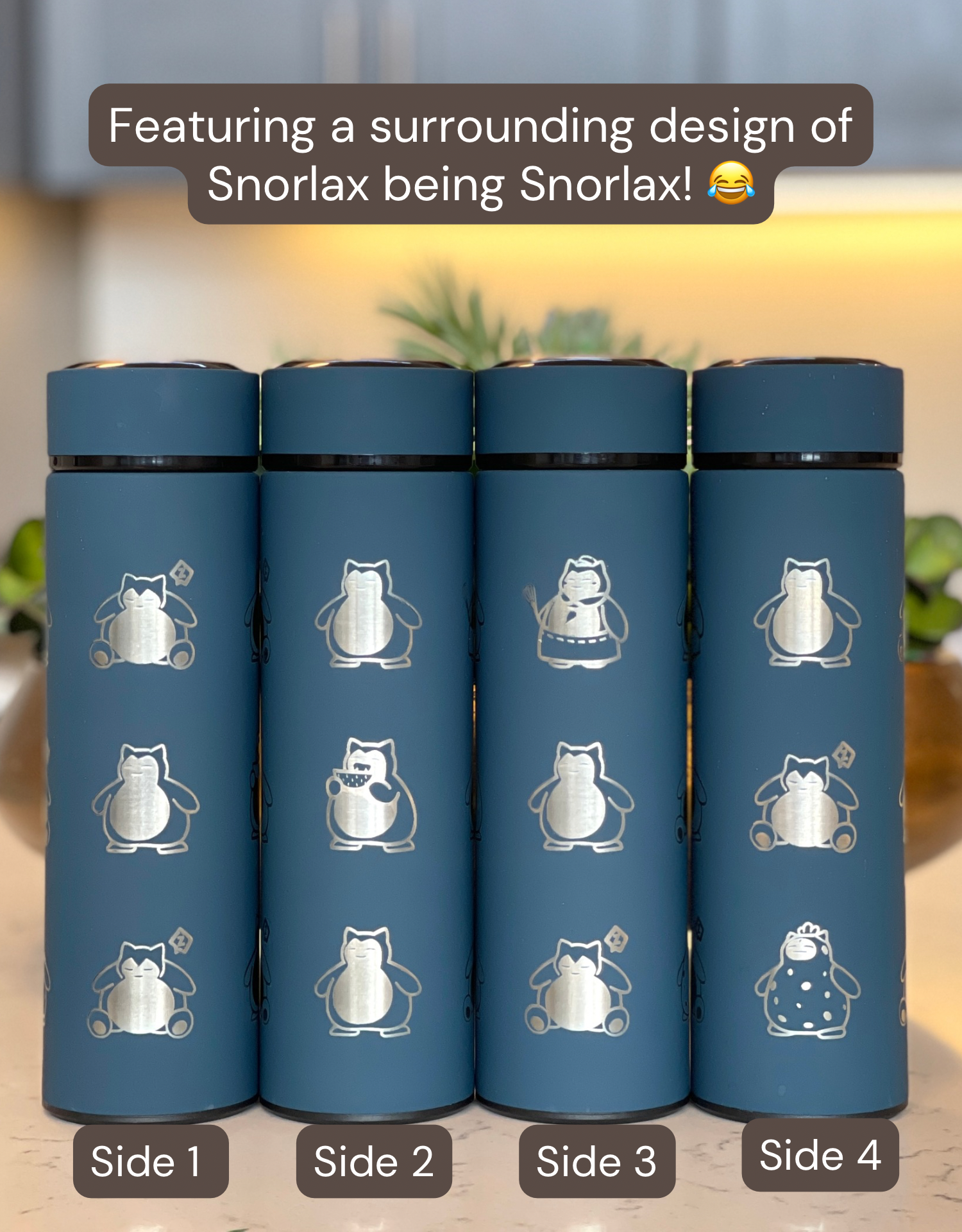 Snorlax Coffee Tumbler Tea Infuser with Unite Cook Style, Sleeping Snorlax Water Bottle Travel Mug, Funny Anime Fan Gift