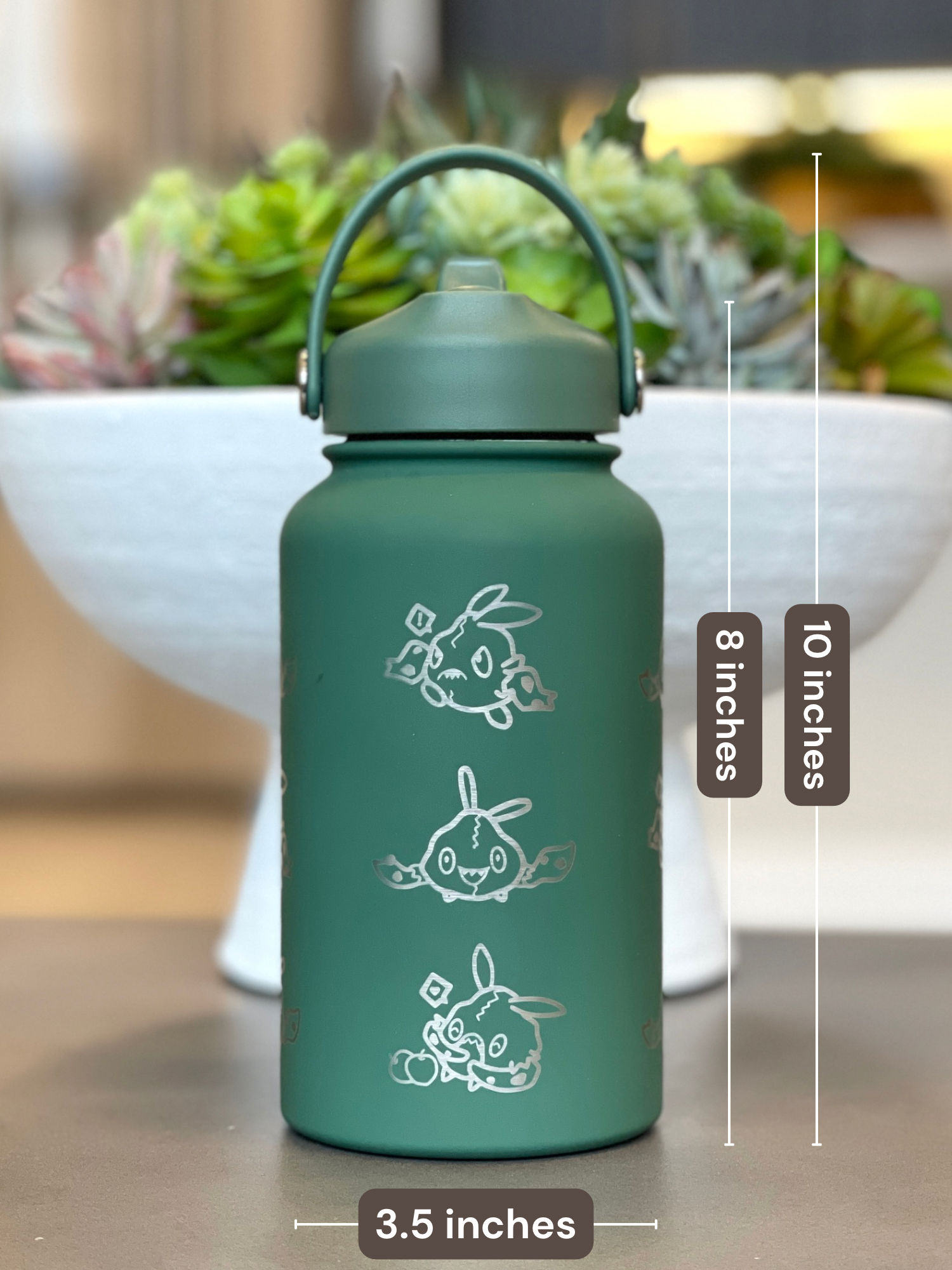 Trubbish Water Bottle Engraved Coffee Tumbler with Trubbish in Trash Can & Eating Berries Waterbottle, Funny Anime Fan Birthday Gift