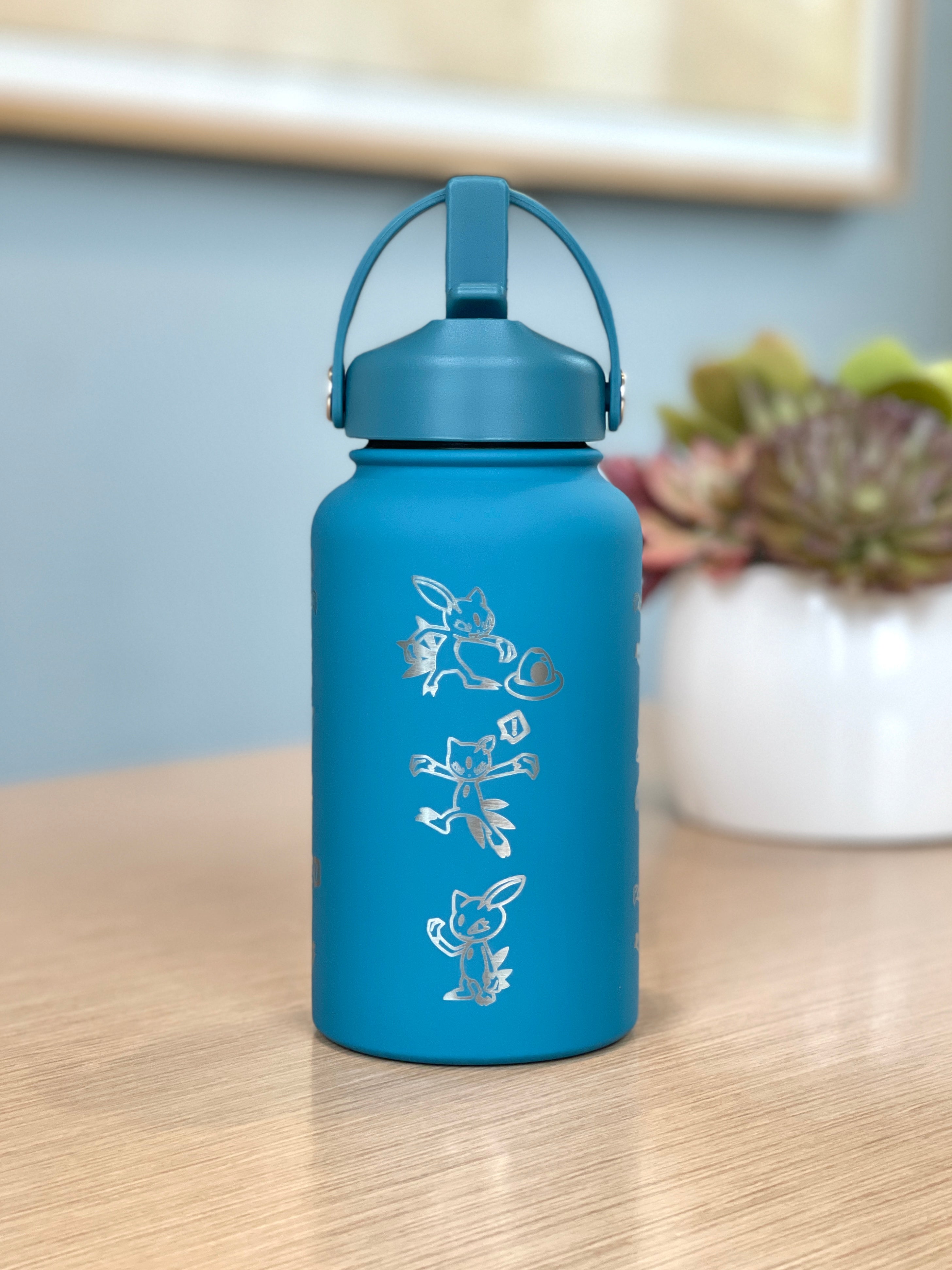 Sneasel Weavile Water Bottle Engraved Coffee Tumbler with Sneasel Chef Hat Waterbottle, Anime Fan Birthday Gift