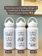 Tandemaus Maushold Water Bottle Engraved Coffee Tumbler Rock Star Maushold Family of Three Waterbottle, Mouse Family Thermos Anime Fan Birthday Gift