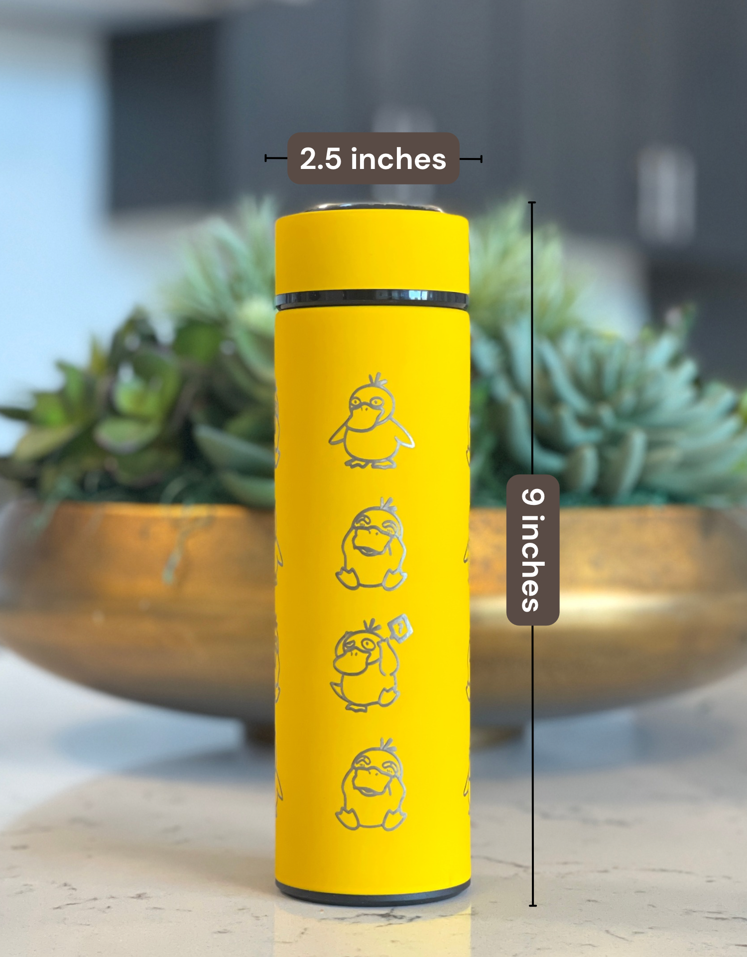 Psyduck Coffee Tumbler Tea Infuser Engraved Waterbottle Travel Mug