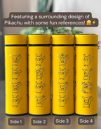 Pikachu Coffee Tumbler Tea Infuser with Captain & Detective Pikachu Volt Tackle, Engraved Water Bottle Travel Mug, Anime Fan Gift
