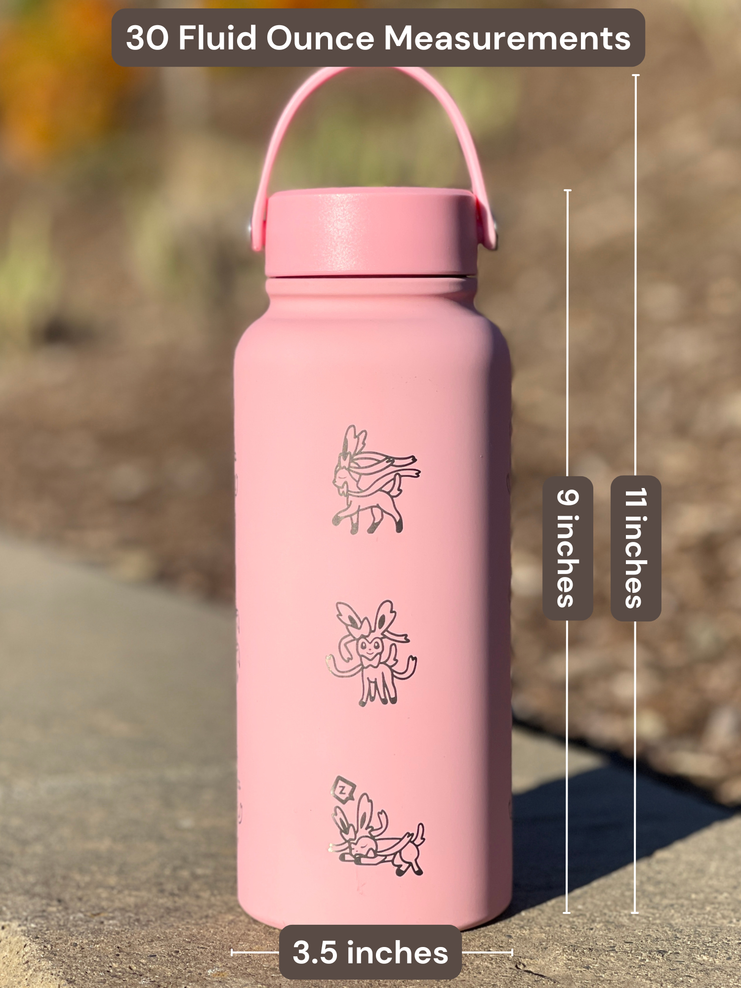 Sylveon Water Bottle Tumbler, Engraved Eevee Evolution Fairy Eeveelution Coffee Tea Thermos Travel Mug Waterbottle, Anime Fan Birthday Gift