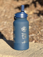 Cyndaquil Water Bottle Engraved Water Bottle with Mystery Dungeon Scarf & Sleeping Cyndaquil, Johto Fire Starter Coffee Tumbler Travel Mug, Gamer Anniversary Gift