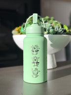 Chespin Water Bottle Engraved Coffee Tumbler with Sleeping Chespin Waterbottle, Kalos Grass Starter Thermos Anime Fan Birthday Gift