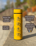 Jolteon Coffee Tumbler Tea Infuser with Sleeping Jolteon & Flower Crown, Engraved Waterbottle Electric Eevee Evolution Thermos, Anime Gift