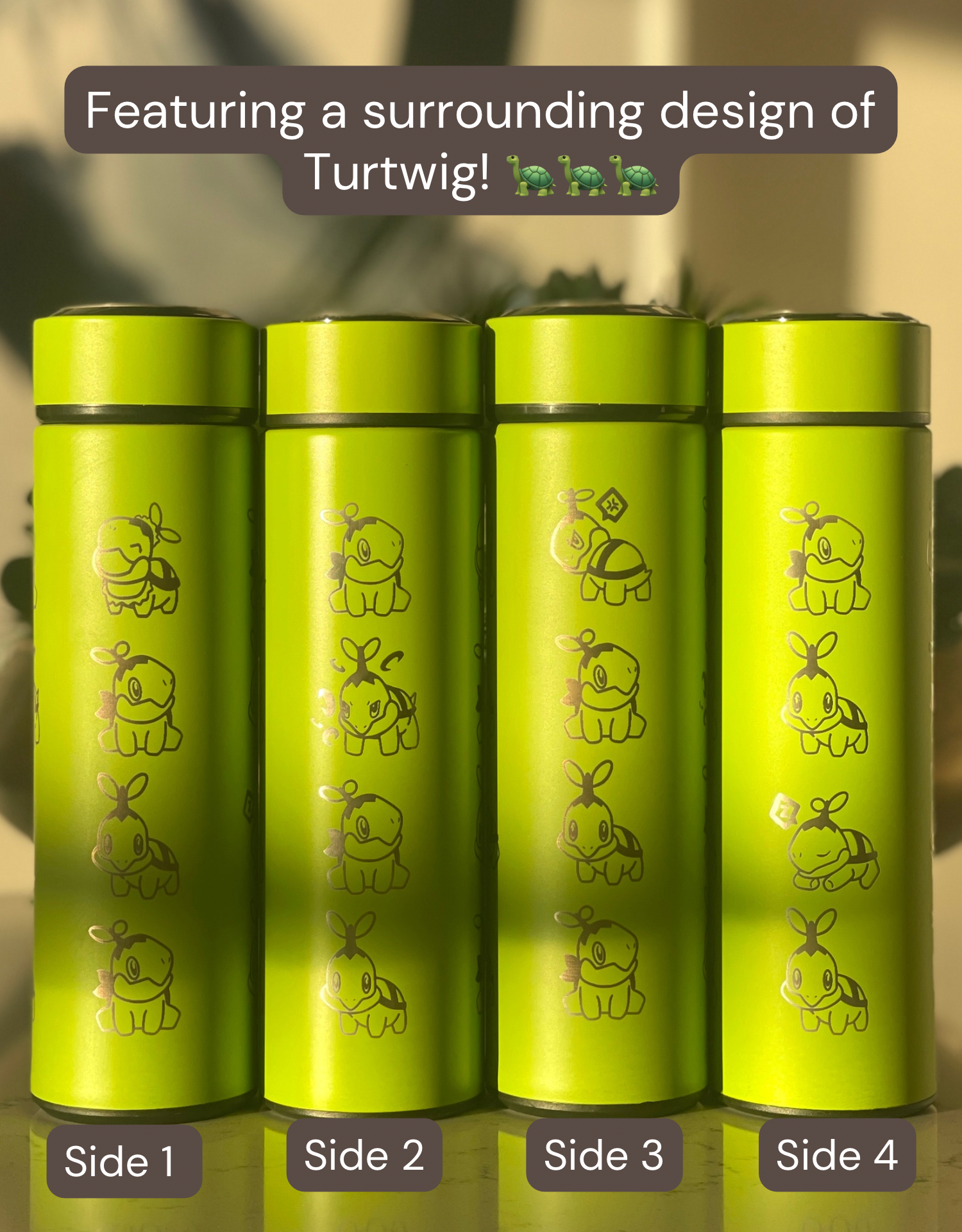 Turtwig Coffee Tumbler Tea Infuser with Sleeping & Angry Turtwig Maid  Waterbottle, Sinnoh Grass Starter Bottle Travel Mug, Anime Fan Birthday Gift