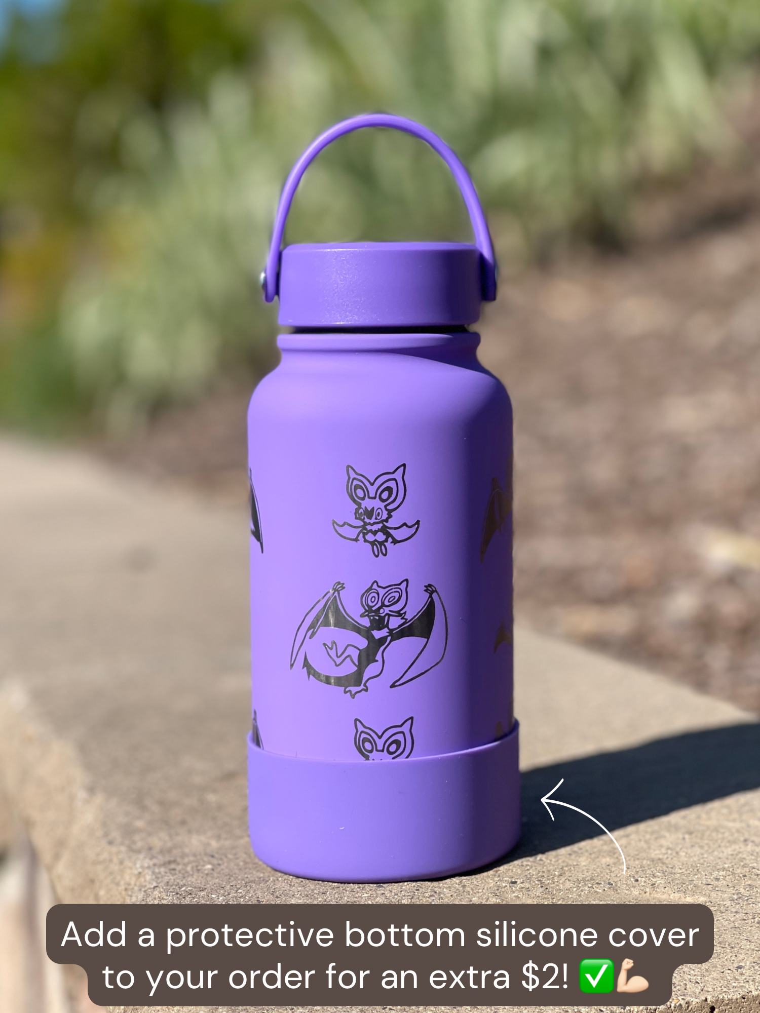 Noibat Noivern Water Bottle Engraved Waterbottle, Bat Noibat with Berry Coffee Tumbler Thermos Flask, Gamer Anniversary Gift
