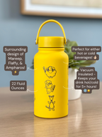 Mareep Flaffy Ampharos Water Bottle Engraved Waterbottle with Mega Ampharos, Mareep Evolution Trio Coffee Tumbler Thermos, Gamer Anniversary Gift