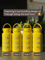 Fidough Water Bottle Engraved Waterbottle with Fidough King Outfit Cute Dog Coffee Tumbler Thermos Flask, Gamer Anniversary Gift