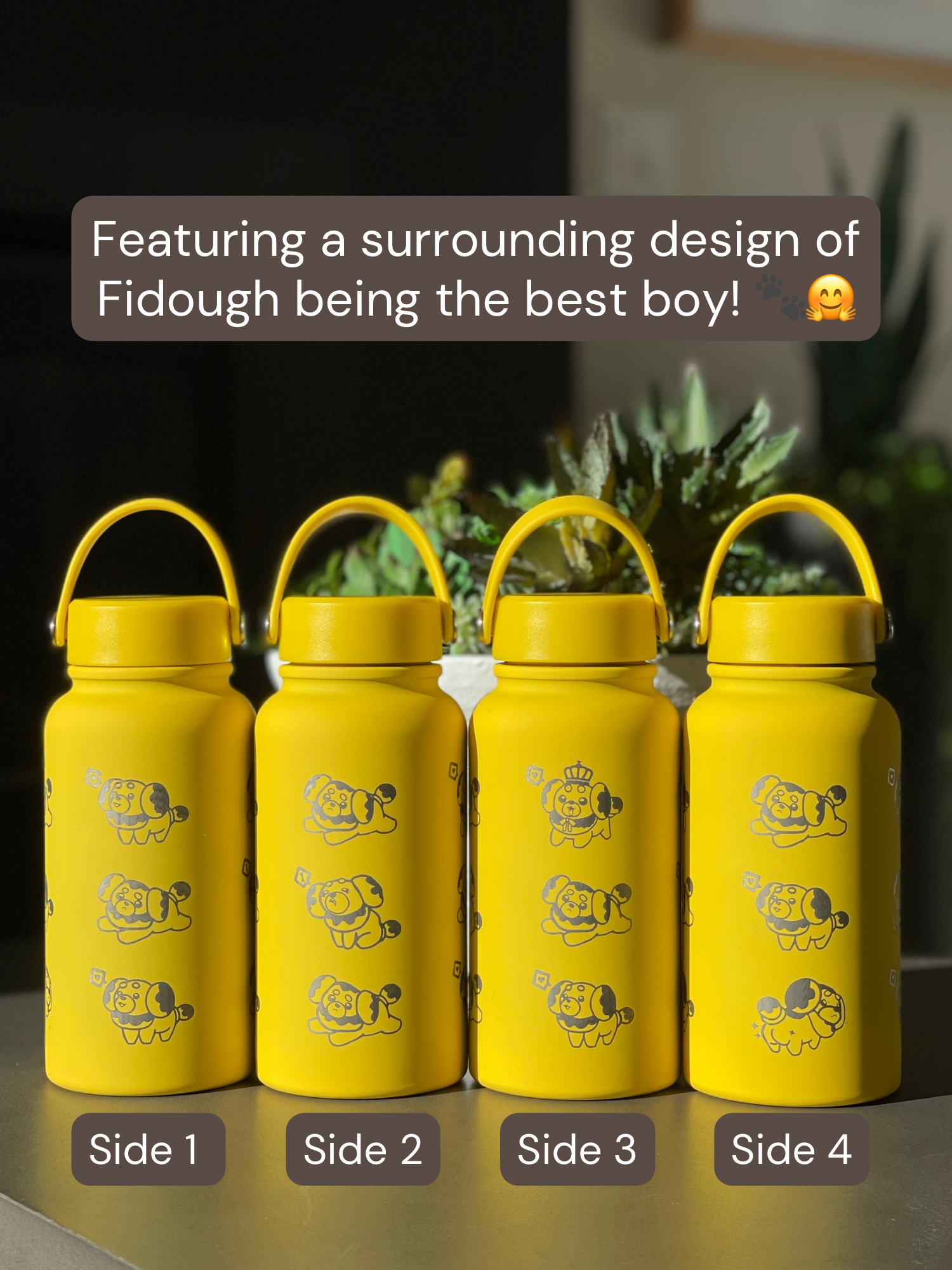 Fidough Water Bottle Engraved Waterbottle with Fidough King Outfit Cute Dog Coffee Tumbler Thermos Flask, Gamer Anniversary Gift