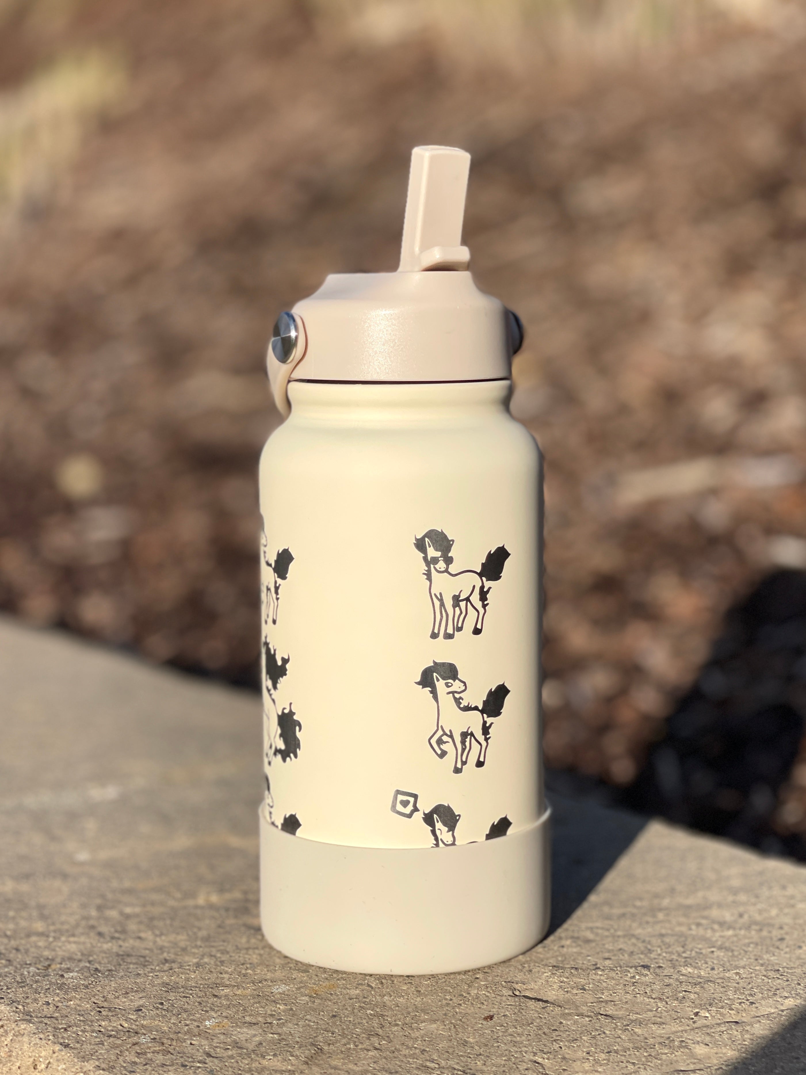 Ponyta Rapidash Water Bottle Engraved Waterbottle with Sleeping & Sunglasses Ponyta Coffee Tumbler Thermos Flask, Gamer Anniversary Gift