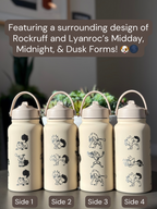 Rockruff Lyanroc Water Bottle Engraved Waterbottle, Lyanroc Midday Dusk & Midnight Form Coffee Tumbler Thermos Flask, Gamer Anniversary Gift