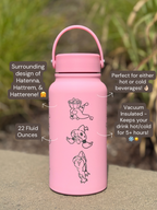 Hatenna Hattrem Hatterene Water Bottle Engraved Waterbottle with Mega Charizard Y, Kanto Starter Coffee Tumbler Thermos Flask, Gamer Anniversary Gift