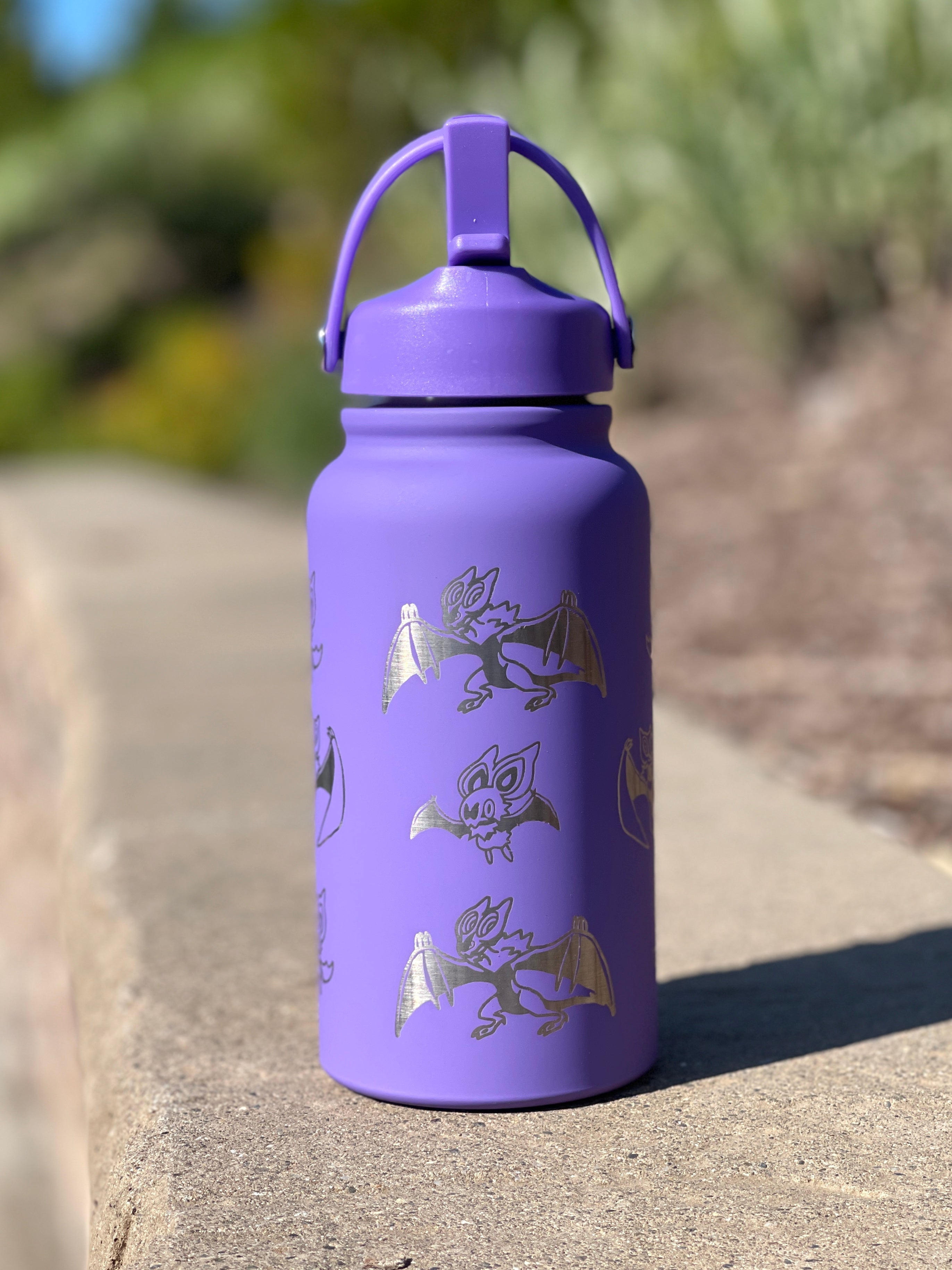Noibat Noivern Water Bottle Engraved Waterbottle, Bat Noibat with Berry Coffee Tumbler Thermos Flask, Gamer Anniversary Gift
