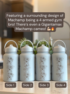 Machamp Water Bottle Engraved Coffee Tumbler with Gigantamax Machamp & Weights Waterbottle Thermos Anime Fan Birthday Gift