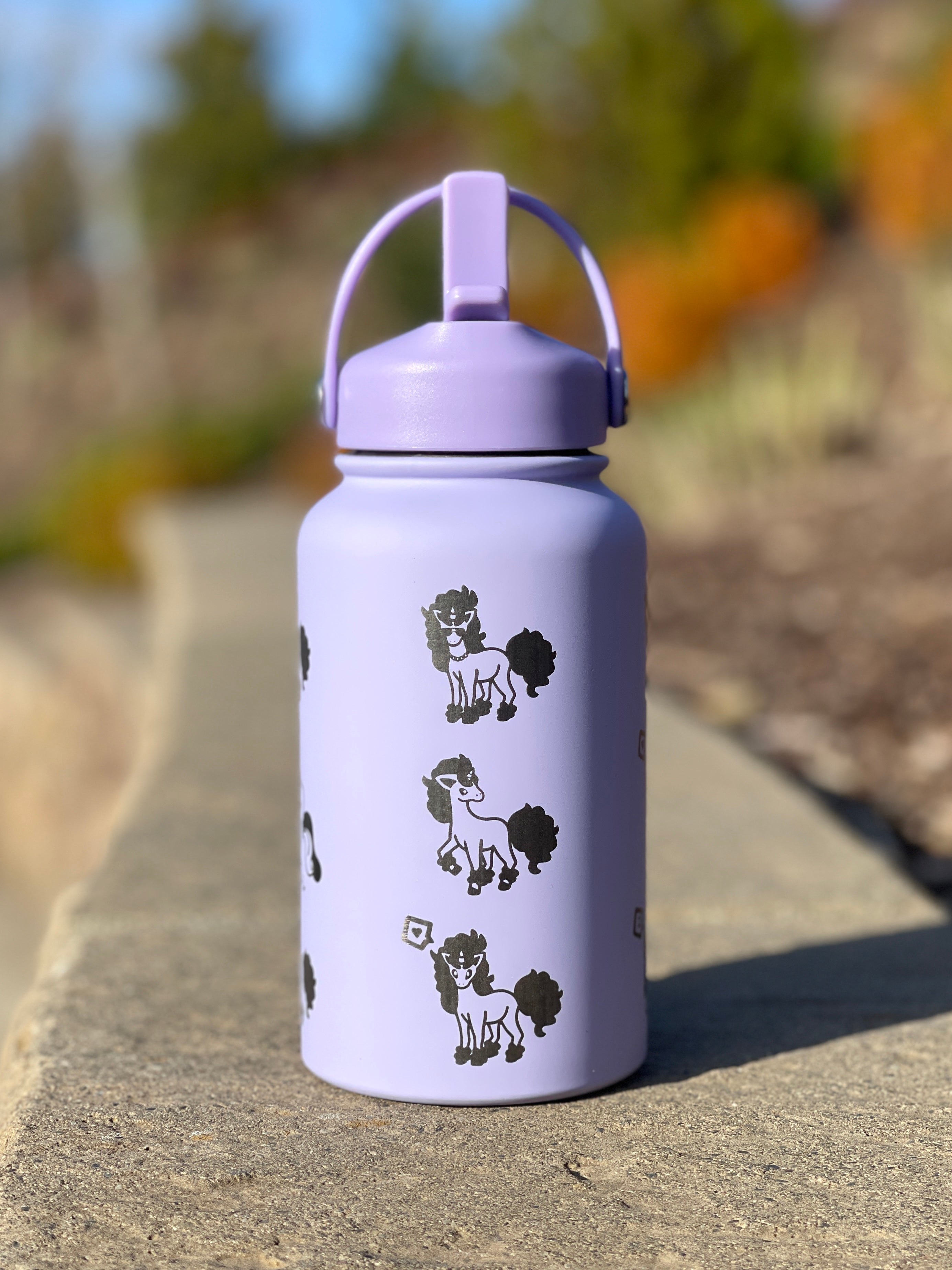 Galarian Ponyta Rapidash Water Bottle Engraved Coffee Tumbler with Sleeping & Sunglasses Ponyta, Waterbottle, Pony Thermos Anime Fan Birthday Gift