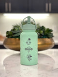 Budew Roselia Roserade Water Bottle Engraved Coffee Tumbler, Budew with Sunglasses, Grass Evolution Trio, Anime Fan Birthday Gift