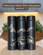 Rayquaza & Mega Rayquaza Coffee Tumbler Tea Infuser, Black Shiny Rayquaza Water Bottle, Legendary Dragon Travel Mug, Anime Fan Gift