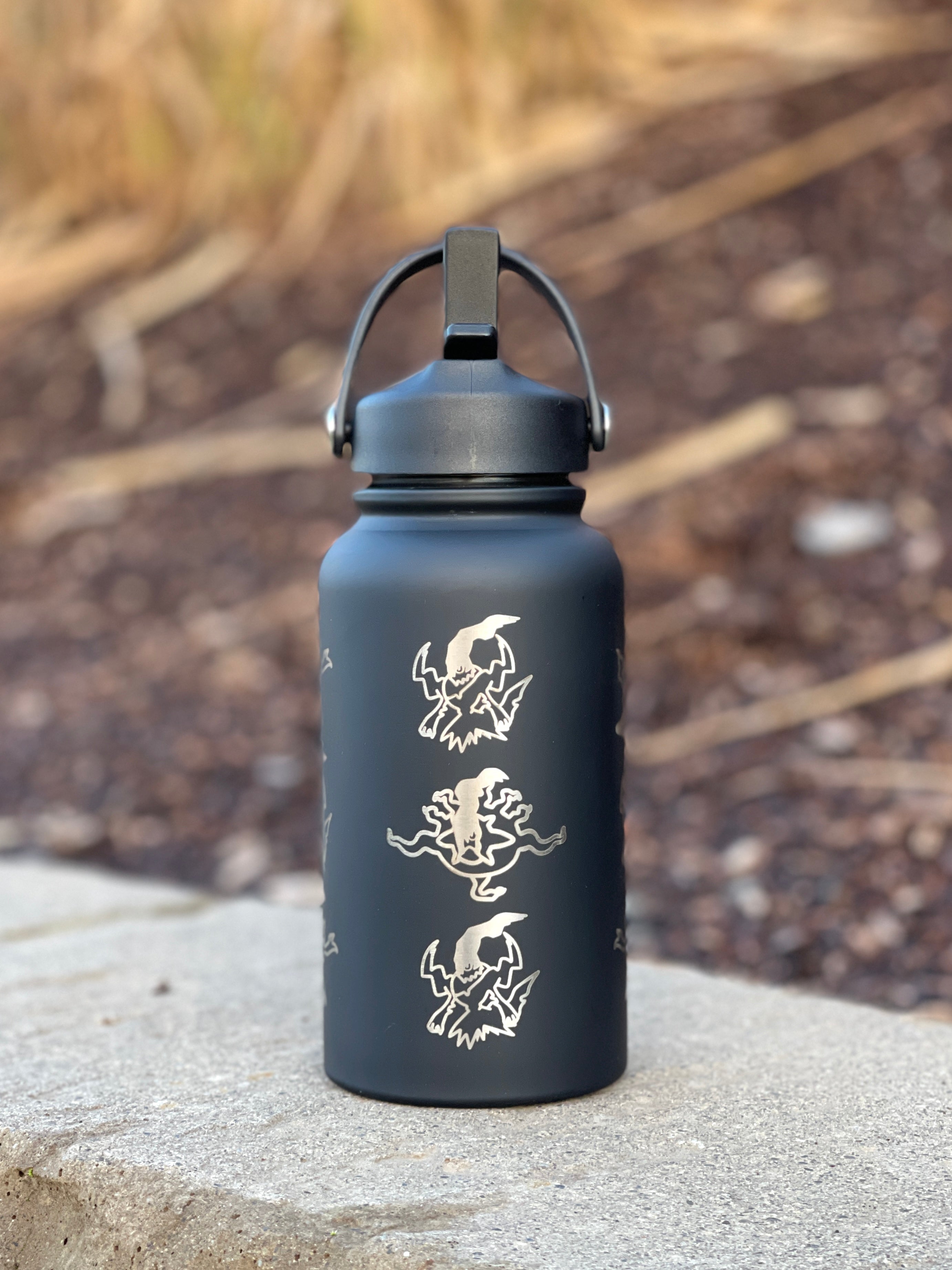 Dakrai Water Bottle Engraved Waterbottle with Mega Darkrai, Sinnoh Mythical Dark Coffee Tumbler Thermos, Gamer Anniversary Gift