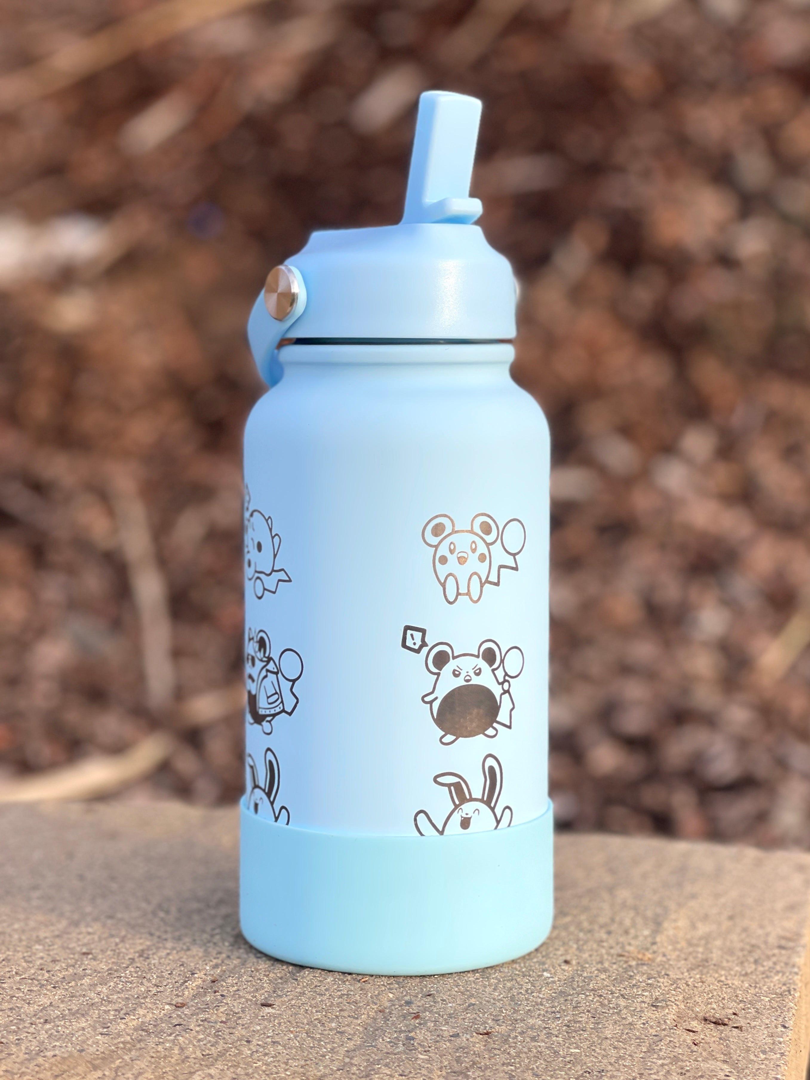 Azurill Marill Azumarill Water Bottle Engraved Waterbottle, Marill Evolution Line Coffee Tumbler Thermos Travel Mug, Gamer Anniversary Gift