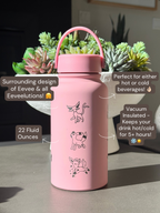 Eevee Evolutions Eeveelutions Pink Water Bottle Engraved Waterbottle Espeon Umbreon Leafeon Glaceon Sylveon Coffee Tumbler Thermos, Gamer Anniversary Gift