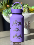 Noibat Noivern Water Bottle Engraved Waterbottle, Bat Noibat with Berry Coffee Tumbler Thermos Flask, Gamer Anniversary Gift