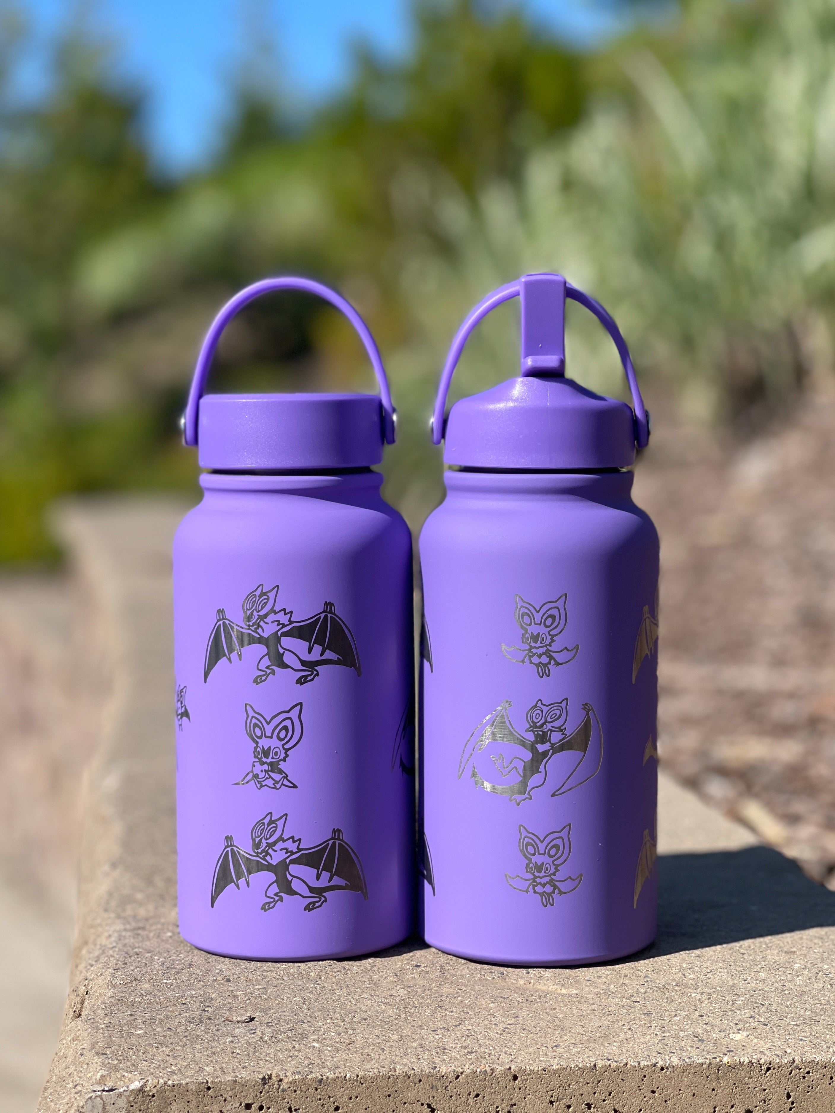 Noibat Noivern Water Bottle Engraved Waterbottle, Bat Noibat with Berry Coffee Tumbler Thermos Flask, Gamer Anniversary Gift