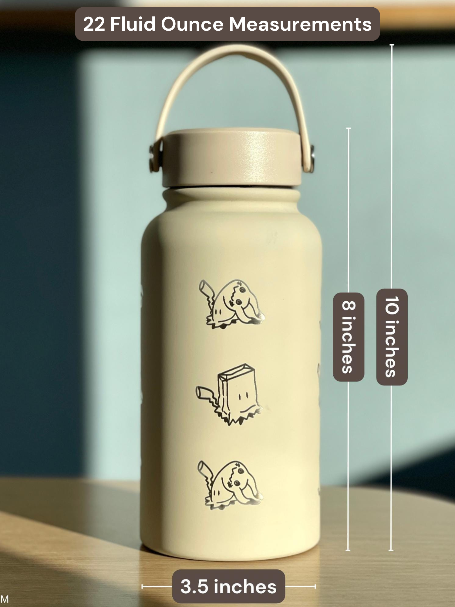 Mimikyu Water Bottle Engraved Coffee Tumbler with Disguised & Busted Form, Unite Noble Style Dapper Hat, Jesse’s Mimikyu Waterbottle Thermos