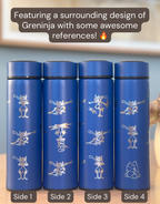 Greninja Coffee Tumbler Tea Infuser with Mega Greninja, Substitute and Ashs Greninja Water Bottle Thermos, Anime Anniversary Gift
