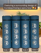 Cyndaquil Coffee Tumbler Tea Infuser Bottle with Mystery Dungeon Scarf & Sleeping Cyndaquil, Johto Fire Starter Water Bottle Travel Mug, Gamer Gift