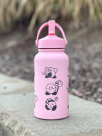Kirby Water Bottle Engraved Waterbottle with Knife Kirby Warp Star & Hammer Coffee Tumbler Thermos, Gamer Anniversary Gift