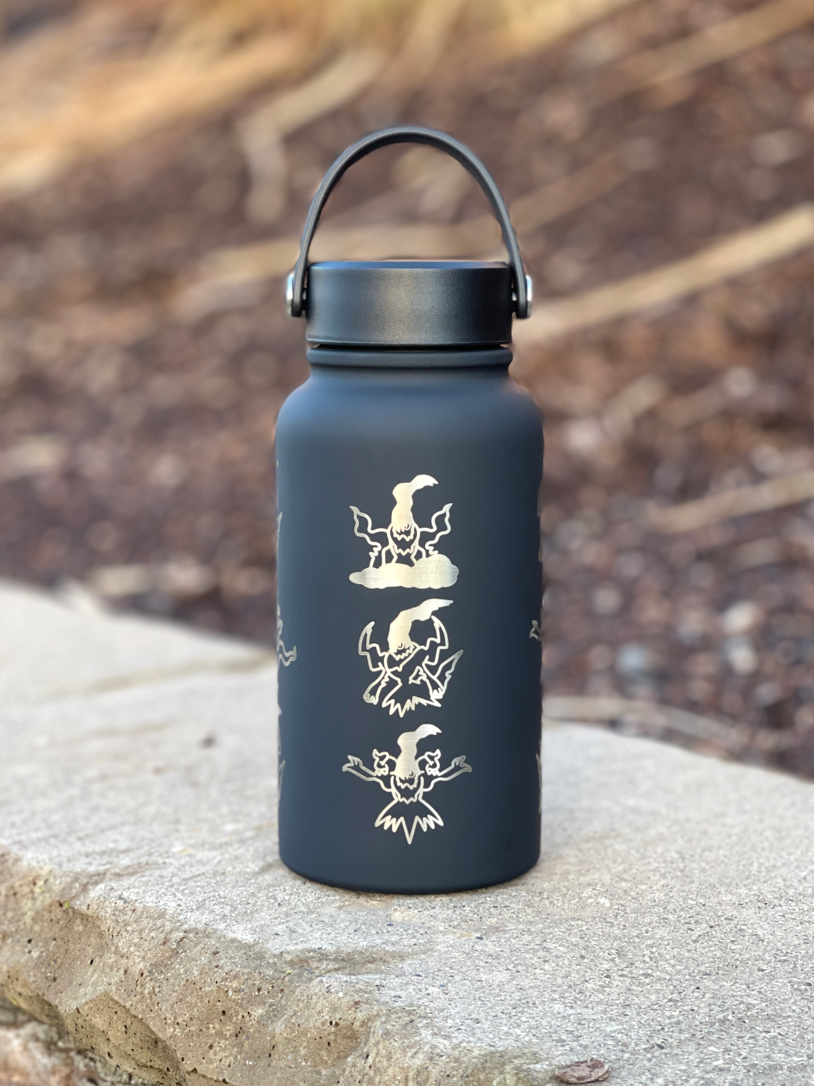 Dakrai Water Bottle Engraved Waterbottle with Mega Darkrai, Sinnoh Mythical Dark Coffee Tumbler Thermos, Gamer Anniversary Gift