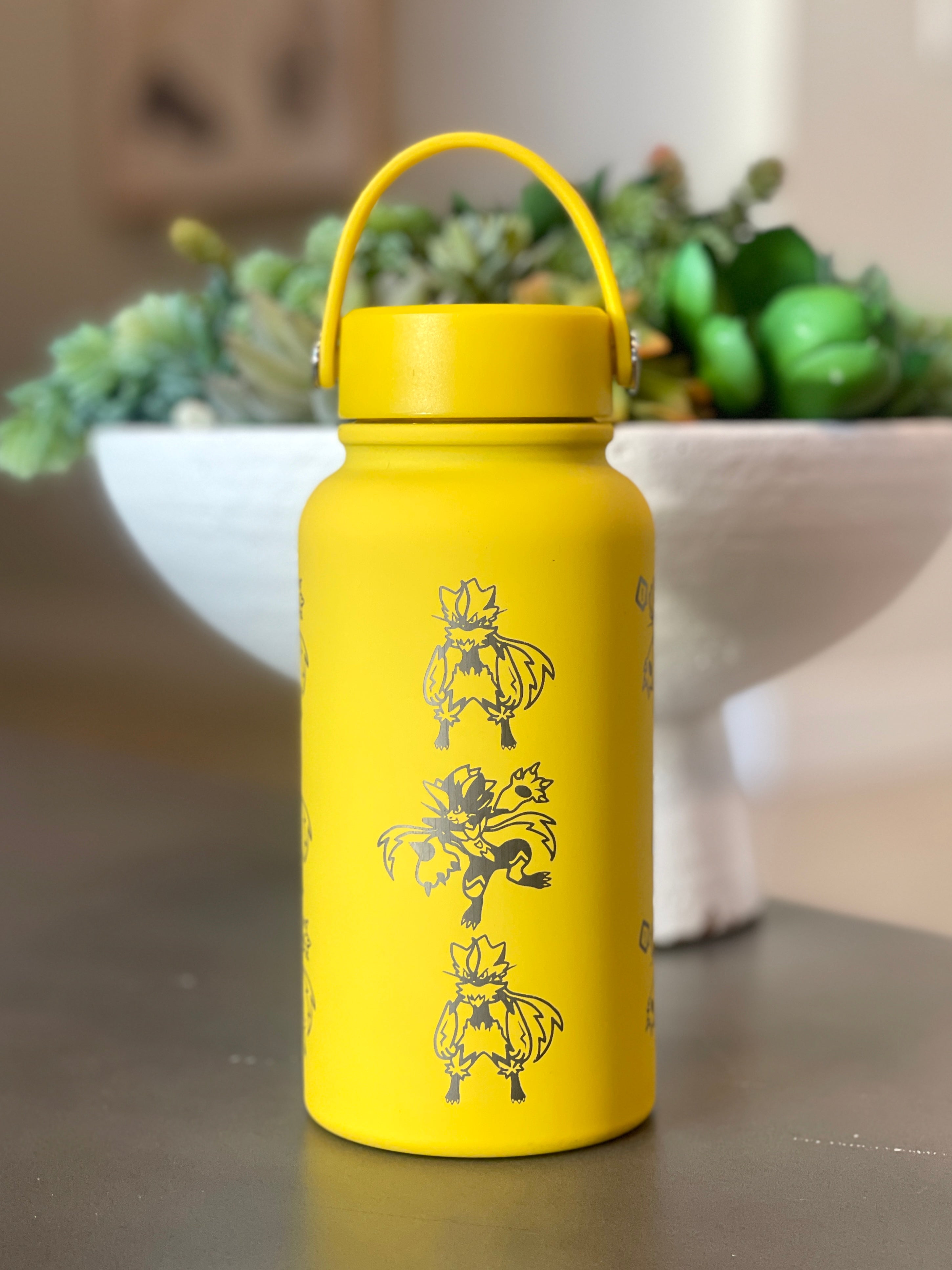 Zeraora Water Bottle Engraved Waterbottle with Mega Zeraora, Mythical Coffee Tumbler Thermos Flask, Gamer Anniversary Gift