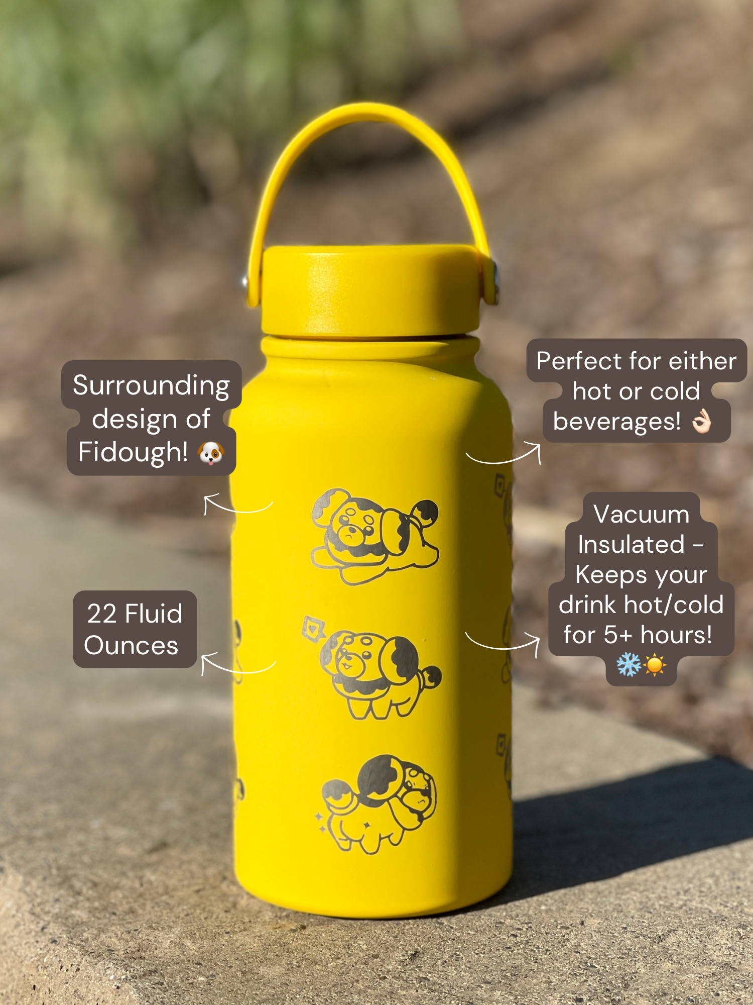 Fidough Water Bottle Engraved Waterbottle with Fidough King Outfit Cute Dog Coffee Tumbler Thermos Flask, Gamer Anniversary Gift