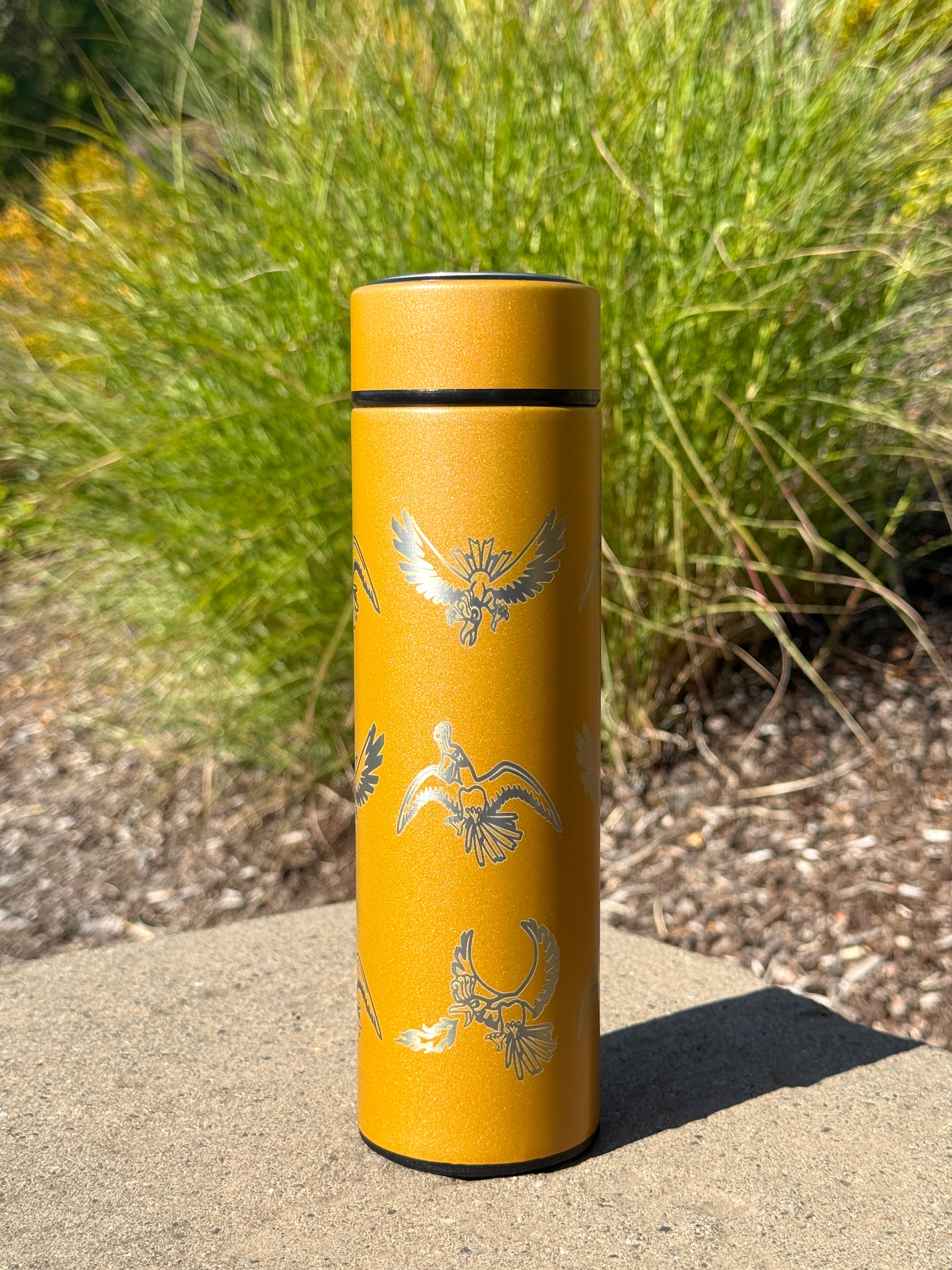 Ho-Oh Coffee Tumbler Tea Infuser, Johto Legendary Engraved Water Bottle Travel Mug, Anime Fan Gift